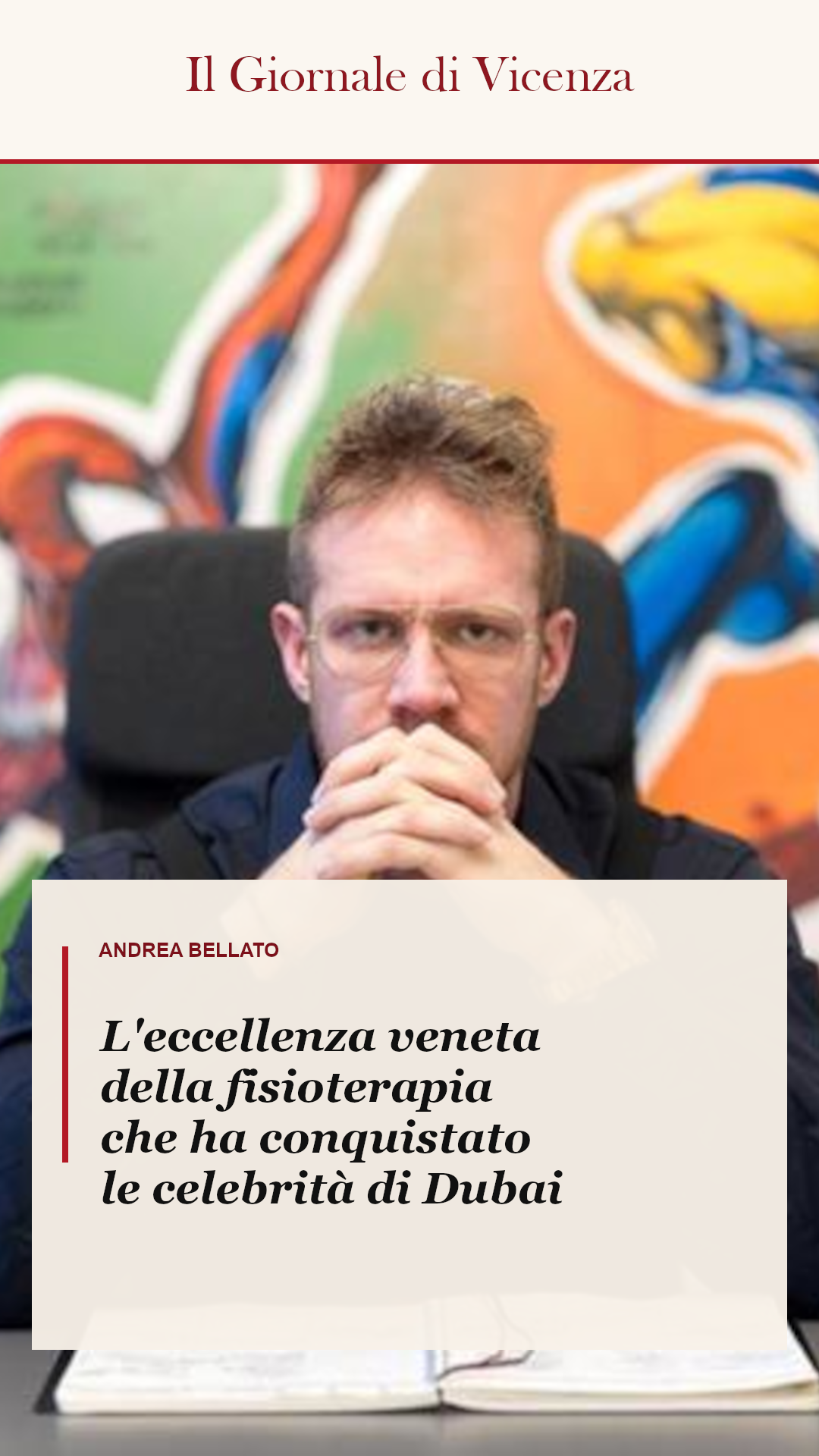 Articolo del Giornale di Vicenza dedicato ad Andrea Bellato